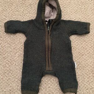 Ultra Warm Hooded 100% Wool One Piece - Forest Green